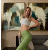 imageOQQ Womens 2 Piece Yoga Leggings Ribbed Seamless Workout High Waist Cross Over Athletic Exercise LeggingsBlack avocado Green