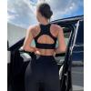 imageOQQ Womens 2 Piece Yoga Leggings Ribbed Seamless Workout High Waist Cross Over Athletic Exercise LeggingsBlack beige