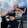 imageOQQ Womens 2 Piece Yoga Leggings Ribbed Seamless Workout High Waist Cross Over Athletic Exercise LeggingsBlack darkbrown