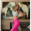 imageOQQ Womens 2 Piece Yoga Leggings Ribbed Seamless Workout High Waist Cross Over Athletic Exercise LeggingsBlack pitaya