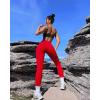 imageOQQ Womens 2 Piece Yoga Leggings Ribbed Seamless Workout High Waist Cross Over Athletic Exercise LeggingsBlack red