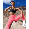 imageOQQ Womens 2 Piece Yoga Leggings Ribbed Seamless Workout High Waist Cross Over Athletic Exercise LeggingsGrey fluorescent Pink a
