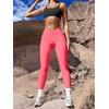 imageOQQ Womens 2 Piece Yoga Leggings Ribbed Seamless Workout High Waist Cross Over Athletic Exercise LeggingsGrey fluorescent Pink a