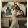 imageOQQ Womens 2 Piece Yoga Leggings Ribbed Seamless Workout High Waist Cross Over Athletic Exercise LeggingsSmoke Grey jade Green
