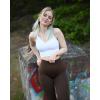 imageOQQ Womens 2 Piece Yoga Legging Seamless Workout High Waist Butt Liftings Athletic LeggingsBlack darkbrown