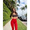 imageOQQ Womens 2 Piece Yoga Legging Seamless Workout High Waist Butt Liftings Athletic LeggingsBlack red