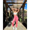 imageOQQ Womens 2 Piece Yoga Legging Seamless Workout High Waist Butt Liftings Athletic LeggingsDarkgreen fluorescent Pink a