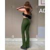 imageOQQ Womens 2 Piece Yoga Pants Ribbed Seamless Workout High Waist Bell Bottoms Flare LeggingsBlack armygreen