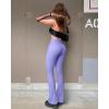 imageOQQ Womens 2 Piece Yoga Pants Ribbed Seamless Workout High Waist Bell Bottoms Flare LeggingsPurple yellow