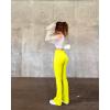 imageOQQ Womens 2 Piece Yoga Pants Ribbed Seamless Workout High Waist Bell Bottoms Flare LeggingsPurple yellow