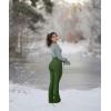 imageOQQ Womens 2 Piece Yoga Pants Ribbed Seamless Workout High Waist Cross Over Bell Bottoms Exercise Flare LeggingsBlack armygreen