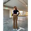 imageOQQ Womens 2 Piece Yoga Pants Ribbed Seamless Workout High Waist Cross Over Bell Bottoms Exercise Flare LeggingsBlack coffee