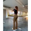 imageOQQ Womens 2 Piece Yoga Pants Ribbed Seamless Workout High Waist Cross Over Bell Bottoms Exercise Flare LeggingsBlack coffee
