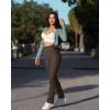 imageOQQ Womens 2 Piece Yoga Pants Ribbed Seamless Workout High Waist Cross Over Bell Bottoms Exercise Flare LeggingsBlack darkbrown