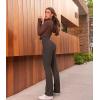 imageOQQ Womens 2 Piece Yoga Pants Ribbed Seamless Workout High Waist Cross Over Bell Bottoms Exercise Flare LeggingsBlack darkbrown
