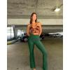 imageOQQ Womens 2 Piece Yoga Pants Ribbed Seamless Workout High Waist Cross Over Bell Bottoms Exercise Flare LeggingsBlack darkgreen