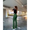 imageOQQ Womens 2 Piece Yoga Pants Ribbed Seamless Workout High Waist Cross Over Bell Bottoms Exercise Flare LeggingsBlack darkgreen