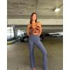 imageOQQ Womens 2 Piece Yoga Pants Ribbed Seamless Workout High Waist Cross Over Bell Bottoms Exercise Flare LeggingsBlack grey Blue