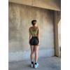 imageOQQ Womens 3 Piece High Waist Workout Shorts Butt Lifting Tummy Control Ruched Booty Smile Yoga Short PantsBlack Armygreen Plumred