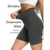 imageOQQ Womens 3 Piece High Waist Workout Shorts Butt Lifting Tummy Control Ruched Booty Smile Yoga Short PantsBlack Armygreen Plumred