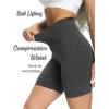 imageOQQ Womens 3 Piece High Waist Workout Shorts Butt Lifting Tummy Control Ruched Booty Smile Yoga Short PantsBlack Grey Blue