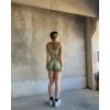 imageOQQ Womens 3 Piece High Waist Workout Shorts Butt Lifting Tummy Control Ruched Booty Smile Yoga Short PantsGrey Blue Avocadogreen