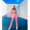 imageOQQ Womens Flare Pants Ribbed Seamless Workout High Waist Bell Bottoms PantsCandypink