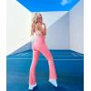imageOQQ Womens Flare Pants Ribbed Seamless Workout High Waist Bell Bottoms PantsCandypink