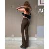 imageOQQ Womens Flare Pants Ribbed Seamless Workout High Waist Bell Bottoms PantsDarkbrown