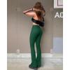 imageOQQ Womens Flare Pants Ribbed Seamless Workout High Waist Bell Bottoms PantsDarkgreen
