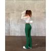 imageOQQ Womens Flare Pants Ribbed Seamless Workout High Waist Bell Bottoms PantsDarkgreen