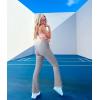 imageOQQ Womens Flare Pants Ribbed Seamless Workout High Waist Bell Bottoms PantsGrey