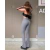 imageOQQ Womens Flare Pants Ribbed Seamless Workout High Waist Bell Bottoms PantsGrey