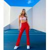 imageOQQ Womens Flare Pants Ribbed Seamless Workout High Waist Bell Bottoms PantsRed
