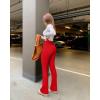 imageOQQ Womens Flare Pants Ribbed Seamless Workout High Waist Bell Bottoms PantsRed