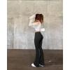 imageOQQ Womens Flared Pants High Waisted Yoga Leggings Stretchy Bell Buttom Wide LegBlack