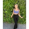 imageOQQ Womens Flared Pants High Waisted Yoga Leggings Stretchy Bell Buttom Wide LegBlack