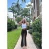 imageOQQ Womens Flared Pants High Waisted Yoga Leggings Stretchy Bell Buttom Wide LegBlack