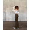 imageOQQ Womens Flared Pants High Waisted Yoga Leggings Stretchy Bell Buttom Wide LegDarkbrown