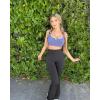 imageOQQ Womens Flared Pants High Waisted Yoga Leggings Stretchy Bell Buttom Wide LegDarkgrey