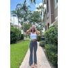 imageOQQ Womens Flared Pants High Waisted Yoga Leggings Stretchy Bell Buttom Wide LegDarkgrey