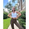imageOQQ Womens Flared Pants High Waisted Yoga Leggings Stretchy Bell Buttom Wide LegTea Leaf