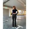 imageOQQ Womens Flared Pants Ribbed Cross Over High Waist Bell Bottoms Lounge Travel PantsBlack