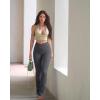 imageOQQ Womens Flared Pants Ribbed Cross Over High Waist Bell Bottoms Lounge Travel PantsDarkgrey