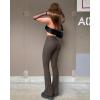 imageOQQ Womens Flared Pants Ribbed Cross Over High Waist Bell Bottoms Lounge Travel PantsTea Leaf