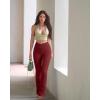imageOQQ Womens Flared Pants Ribbed Cross Over High Waist Bell Bottoms Lounge Travel PantsWinered