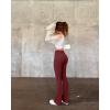 imageOQQ Womens Flared Pants Ribbed Cross Over High Waist Bell Bottoms Lounge Travel PantsWinered