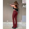 imageOQQ Womens Flared Pants Ribbed Cross Over High Waist Bell Bottoms Lounge Travel PantsWinered