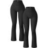 imageOQQ Womens 2 Piece Yoga Pants Ribbed Seamless Workout High Waist Bell Bottoms Flare LeggingsBlack black