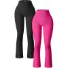 imageOQQ Womens 2 Piece Yoga Pants Ribbed Seamless Workout High Waist Bell Bottoms Flare LeggingsBlack rose3